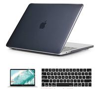 QYiD Custodia per MacBook Air 13 Pollici 2020 2019 2018 New Version A1932 A2179, Plastic Transparent Cover Rigida con Tastiera Cover & Proteggi Schermo per Apple Mac Air 13 Retina con Touch ID, Nero