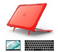 QYiD Custodia per MacBook PRO 13 Pollici 2019 2018 2017 2016 A2159 A1989 A1706 A1708, 2 in 1 Heavy Duty Rigid Protective con Tastiera Cover & Proteggi Schermo per Apple Mac PRO 13 Touch Bar, Rosso