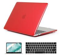 QYiD Custodia per MacBook PRO 13 Pollici 2019 2018 2017 2016 A2159 A1989 A1706 A1708, Plastic Transparent Case Cover Rigida con Tastiera Cover & Proteggi Schermo per Apple Mac PRO 13 Touch Bar, Rosso