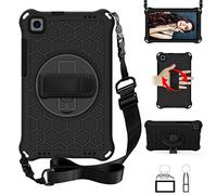 QYiD Custodia per Mediapad M5 Lite 8.0 2019, Leggera EVA Custodia Bambini Robusta con Hand Tracolla e Kickstand Rotante per Huawei Mediapad M5 Lite 8.0 Pollice 2019, Nero/Nero