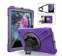 QYiD Custodia per Microsoft Surface Go, Heavy Duty Antiurto Protettiva with Pen Holder 360 Rotatable Kickstand, Shoulder Belt per Microsoft Surface Go 2018 10 inch, Viola