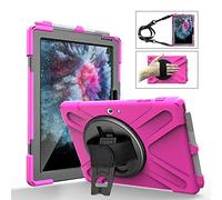 QYiD Custodia per Microsoft Surface PRO X, Heavy Duty Rigido Antiurto Protettiva con 360 Supporti Girevoli/Cinturino a Mano, Tracolla per Surface PRO X 2019 de 13" (Rose)