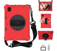 QYiD Custodia per New iPad Air 4th Generation 2020, [Support Apple Pencil Charging] Light Weight Eva Shockproof Case Rotatable Strap, & Shoulder Belt for Samsung Galaxy Tab 4 8-Pollice, Rosso/Nero