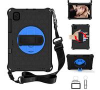QYiD Custodia per New iPad Air 4th Generation 2020, [Support Apple Pencil Charging] Light Weight Eva Shockproof Case Rotatable Strap, & Shoulder Belt for Samsung Galaxy Tab 4 8-Pollice, Nero/Blu