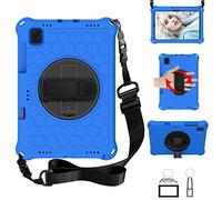 QYiD Custodia per New iPad Air 4th Generation 2020, [Support Apple Pencil Charging] Light Weight EVA Shockproof Case Rotatable Strap, & Shoulder Belt for Samsung Galaxy Tab 4 8-Pollice, Blu/Nero