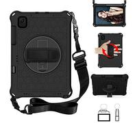 QYiD Custodia per New iPad Air 4th Generation 2020, [Support Apple Pencil Charging] Light Weight Eva Shockproof Case Rotatable Strap, & Shoulder Belt for Samsung Galaxy Tab 4 8-Pollice, Nero/Nero