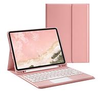 QYiD - Custodia per tastiera iPad con touchpad per iPad 8th Gen(2020)/7th Gen(2019) da 10,2", rimovibile senza fili con supporto per matite, supporto per tastiera per iPad 8th Gen/7th Gen 10.2, colore: Rosa