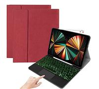 QYiD - Custodia per tastiera per iPad Pro 12.9 2021 di 5a generazione, ultra sottile, con tastiera retroilluminata Bluetooth staccabile per iPad Pro 2021 da 12.9 pollici, supporto per la ricarica della matita, rosso
