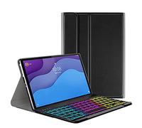 QYiD - Custodia per tastiera per Lenovo Smart Tab M10 HD 2nd Gen/Tab M10 HD 2nd Gen 10.1" 2020 (modello: TB-X306F TB-X306X), custodia in pelle con tastiera wireless staccabile in 7 colori, colore: Nero