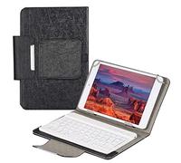 QYiD Custodia Universale per 9-10.5" Tablet, Custodia in Pelle con Tastiera Bluetooth per Tablet da 9-10.5 Pollici (Samsung Tab 9.6/10.1/10.5, iPad 9.7-10.5", Dragon Touch 10", Huawei 9.6-10.1), Nero