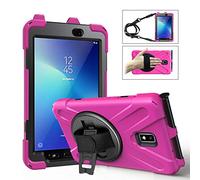 QYiD Samsung Galaxy Tab Active 2 8.0 SM-T390, Heavy Duty Antiurto Protettiva with Pen Holder 360 Rotatable Kickstand, Shoulder Belt per Galaxy Tab Active 2 8" SM-T390/T395/T397, Rose