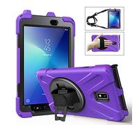 QYiD Samsung Galaxy Tab Active 2 8.0 SM-T390, Heavy Duty Antiurto Protettiva with Pen Holder 360 Rotatable Kickstand, Shoulder Belt per Galaxy Tab Active 2 8" SM-T390/T395/T397, Viola