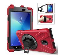 QYiD Samsung Galaxy Tab Active 2 8.0 SM-T390, Heavy Duty Antiurto Protettiva with Pen Holder 360 Rotatable Kickstand, Shoulder Belt per Galaxy Tab Active 2 8" SM-T390/T395/T397, Rosso
