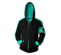 QYIFIRST Coat Homme Hatsune Manteau Cosplay Costume Zip-Up Hoodie Imprimé Clair Coatt avec poches Blue/Black L (Chest 110cm)