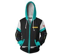 QYIFIRST hoodieover Hatsune Cosplay Costume Coat à Capuche Streetwear Unisexe Impression 3D Anime Coatt Sweatshirt Blue/Black-B XL (Chest 113cm)