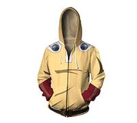 QYIFIRST Unisex Uomo Donna Coat Sweatshirt Cappotto Hoodie Felpa con Cappuccio Giacca Hooded Saitama Punch Man Giallo L (Petto 110cm)