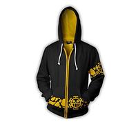 QYIFIRST Unisex Uomo Donna Hoodie Zip-up Giacca con Cappuccio Maglione con Cappuccio Giacca della Tuta Trafalgar Law Nero XL (Petto 113cm)