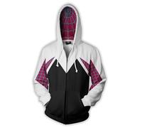 QYIFIRST Unisex Uomo Donna Hoodie Zip-up Giacca con Cappuccio Maglione con Cappuccio Giacca della Tuta Amazing Spider Stacy Bianco XL (Petto 113cm)
