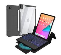 QYiiD con Touchpad Tastiera per iPad Pro 12.9 2021 5ª generazione/iPad Pro 12.9 2020/2018, interno in acrilico trasparente e cover frontale magnetica con QWERTY retroilluminazione tastiera, nero