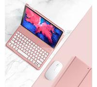 QYiiD Custodia con Tastiera e Mouse per Lenovo Tab P11 2020 (TB-J606F TB-J606X), Magnetica Cover con 7 colori Retroilluminata Tastiera Rotonda a Colori [QWERTY Layout] e Mouse per Lenovo Tab P11, Rosa