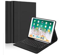 QYiiD Custodia con tastiera per iPad Air 1ª / iPad Air 2, cover posteriore protettiva in TPU morbido con supporto per Pencil e tastiera Bluetooth rimovibile, nero