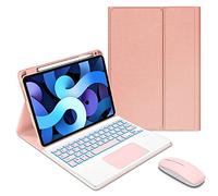 QYiiD Custodia con tastiera per iPad Air 2 / iPad Air, retroilluminazione e supporto per matite, touchpad tastiera wireless sottile magnetica per iPad 9,7", rosa