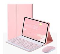 QYiiD Custodia con tastiera touchpad con mouse per Lenovo Smart Tab M10 Plus TB-X606F TB-X606X, custodia a libro con tastiera wireless staccabile per Lenovo Smart Tab M10 Plus 10,3", rosa