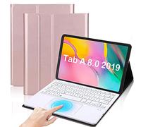 QYiiD Custodia con Tastiera Touchpad per Galaxy Tab A 8.0 2019 SM-T290 / SM-T295, Cover Leggera con Tastiera Italiano QWERTY Staccabile Rimovibile con Touchpad per Tab A 8.0 Pollici 2019, Oro Rosa