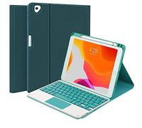 QYiiD Custodia con tastiera touchpad per iPad 9a/8a/7a generazione da 10,2", tastiera wireless magnetica staccabile, con portamatite, per iPad 10,2"/iPad Air 3/iPad Pro 10,5", verde DrakGreen