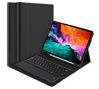 QYiiD Custodia con Tastiera Touchpad per iPad PRO 12.9" 2021/2020/2018 - Custodia Protettiva Sottile con Tastiera Bluetooth Rimovibile Senza Fili - Portapenne per iPad PRO 12.9", Black