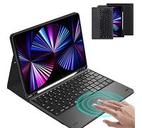 QYiiD Custodia con TouchPad Tastiera per iPad Air 10,9" 2020/iPad Pro 11 2020/2018 (1ª/2a gen), QWERTY Tastiera Bluetooth magnetica con pannello touchscreen, Folio Slim Case con portapenne, Nero