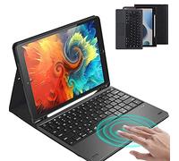 QYiiD Custodia con TouchPad Tastiera per New iPad 8th Gen 2020 / 7th Generation 2019, iPad Keyboard Case with Detachable Touchpad Keyboard, Folio Leather Cover with Pencil Holder, Nero