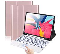 QYiiD Custodia per tastiera 9.7 per iPad 2018 (6th Gen) - 2017 (5th Gen) - iPad Pro 9.7 - iPad Air 2 & 1, tastiera rimovibile Bluetooth QWERTZ con custodia/trackpad cover, oro rosa