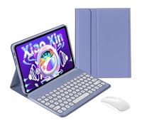 QYiiD Custodia per tastiera con mouse per Lenovo Tab P11 Plus 2021 / Tab P11 2020 11" (TB-J606F TB-J606X TB-J616F), custodia sottile per tastiera smart con tastiera wireless a forma di tasto rotondo, viola