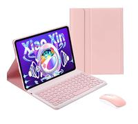 QYiiD Custodia per tastiera con mouse per Lenovo Tab P12 Pro 2021 Release 12,6 pollici (TB-Q706F TB-Q706Z), custodia sottile per tastiera intelligente con tasto rotondo tastiera e mouse staccabili, rosa