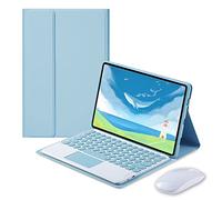 QYiiD Custodia per tastiera con mouse per Xiaomi Mi Pad 5 Pro da 12,5 pollici, custodia a libro con tastiera wireless staccabile magnetica per Mi Pad 5 Pro 12,5", blu