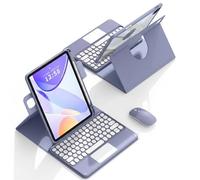 QYiiD Custodia per tastiera con touchpad per Galaxy Tab S10 FE/S10 Lite/S9 FE da 10,9", Tab S9 da 11", custodia rimovibile con touchpad, supporto girevole a 360 gradi con supporto per penna S, viola