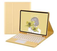 QYiiD Custodia per tastiera con touchpad per Galaxy Tab S6 Lite 10.4" 2022/2020 SM-P610/P613/P615/P619, Folio Slim Smart Keyboard Cover con simpatica tastiera rotonda wireless con porta penna S,
