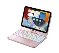 QYiiD Custodia per tastiera magnetica per iPad Mini 6a generazione con rotazione a 360 gradi, touchpad, tastiera retroilluminata a 7 colori, girevole per iPad Mini 6 2021 (8,3 pollici), custodia
