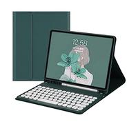 QYiiD Custodia per tastiera per iPad 6a generazione Air 2 Pro da 9,7", con tastiera a colori e chiusura magnetica, rimovibile, per iPad 9.7 2018/2017, con portapenne per iPad5/iPad6, DrakGreen