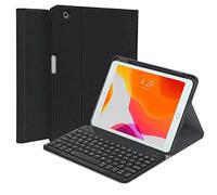 QYiiD Custodia per tastiera per iPad 9,7" 2018 (6a generazione), iPad 2017 (5a generazione), iPad Air 2/1, tastiera wireless staccabile Smart Folio Cover con portamatite, nero