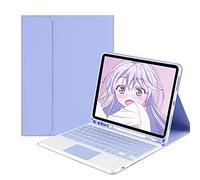QYiiD Custodia per tastiera per iPad Air 3a Gen 10.5" 2019 / iPad Pro 10.5" 2017, Touchpad Simpatico Tasto Staccabile con Smart Cover Sottile, Porta Matita Integrato, Viola