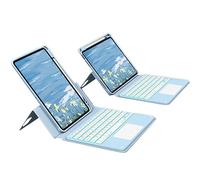 QYiiD Custodia per tastiera per iPad di 9a generazione 2021 10.2 8a/7a, cover posteriore trasparente rimovibile con supporto verticale e tastiera trackpad retroilluminata magneticamente per iPad