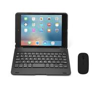 QYiiD Custodia per tastiera per iPad Mini 5/Mini 4, in lega di plastica, con funzione di spegnimento automatico, funzione silenziosa, tastiera Bluetooth, per iPad Mini 5 (2019) Mini 4 (2015) con rotazione di 130 gradi, colore nero