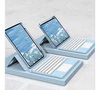 QYiiD Custodia per tastiera per iPad Pro 12.9 2021/2020/2018, iPad Pro 12.9 Custodia con tastiera, Smart Cover in pelle magnetica con tastiera trackpad per iPad Pro da 12,9" (5a/4a/3a generazione) blu