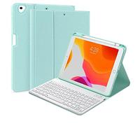 QYiiD Custodia per tastiera per iPad Pro 12.9 2022 6a generazione/2021 5a generazione/2020 4a generazione/2018 3a generazione, tastiera staccabile wireless Smart Folio Cover con portamatite, verde chiaro