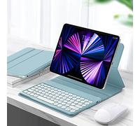 QYiiD Custodia per tastiera per iPad Pro 12,9" 5a generazione 2021 e 4a/3a generazione, custodia magnetica a doppio lato, con supporto magnetico a tre lati con tastiera e mouse rimovibili, blu