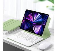 QYiiD Custodia per tastiera per iPad Pro 12,9 pollici 5a generazione 2021 e 4th/3rd Gen, custodia magnetica a doppia faccia con supporto touchpad con tastiera e mouse rotondi staccabili, verde menta