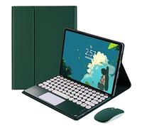 QYiiD Custodia per tastiera touchpad con mouse per Huawei Matepad T10s 10.1"/T10 9.7", custodia per tastiera a libro con carino tasto rotondo tastiera touchpad rimovibile wireless, DrakGreen