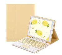 QYiiD Custodia per tastiera touchpad per iPad Air 4th 10.9 2020, iPad Air 4 Generazione 10.9 2020, Touchpad Simpatico Tasto Staccabile con Smart Cover Sottile, Porta Matita Integrato, Giallo